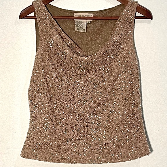 Papell Boutique Evening Vintage Beaded Taupe Top - Picture 3 of 10